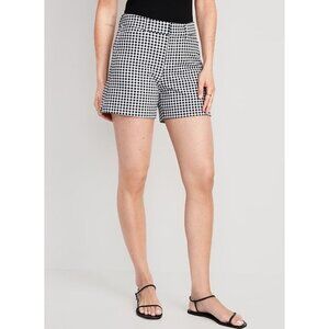 Old Navy Pixie High Rise Gingham Shorts Womens 6 Secret Smooth Pockets Black NEW